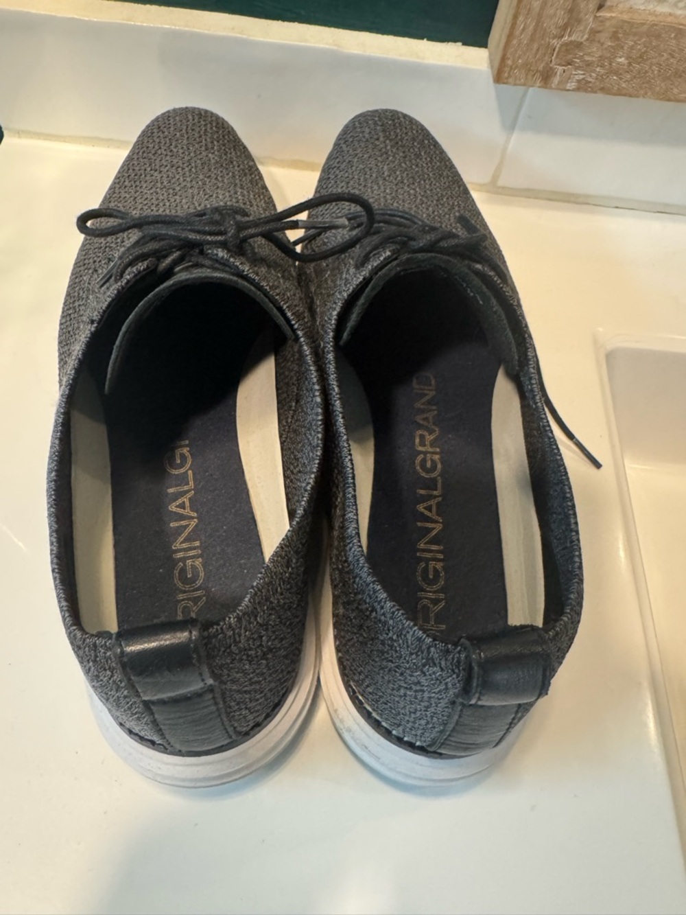 Size 12 Cole Haan - Men's Casual Knit Lace-Up Shoes - Charcoal Gray - Picture 6 of 8